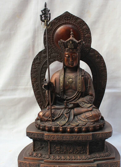 

JP S0524 13" Chinese Tibetan Buddhism Pure Bronze Seat Ksitigarbha Bodhisattva Statue
