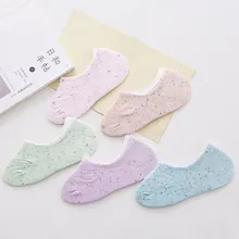 10 штук = 5 пар, Новое поступление, цветные носки из пряжи, хлопковые летние носки, женские носки-тапочки, силиконовые носки