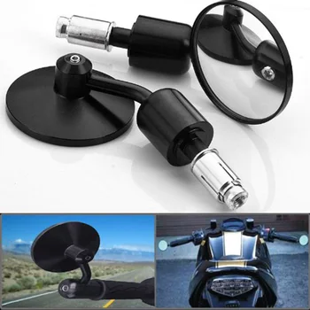 

2 pcs Universal 7/8" Rearview Side Mirrors Round Motorcycle Handlebar Hand Grips Rear View Handle Bar End Motor Accessories
