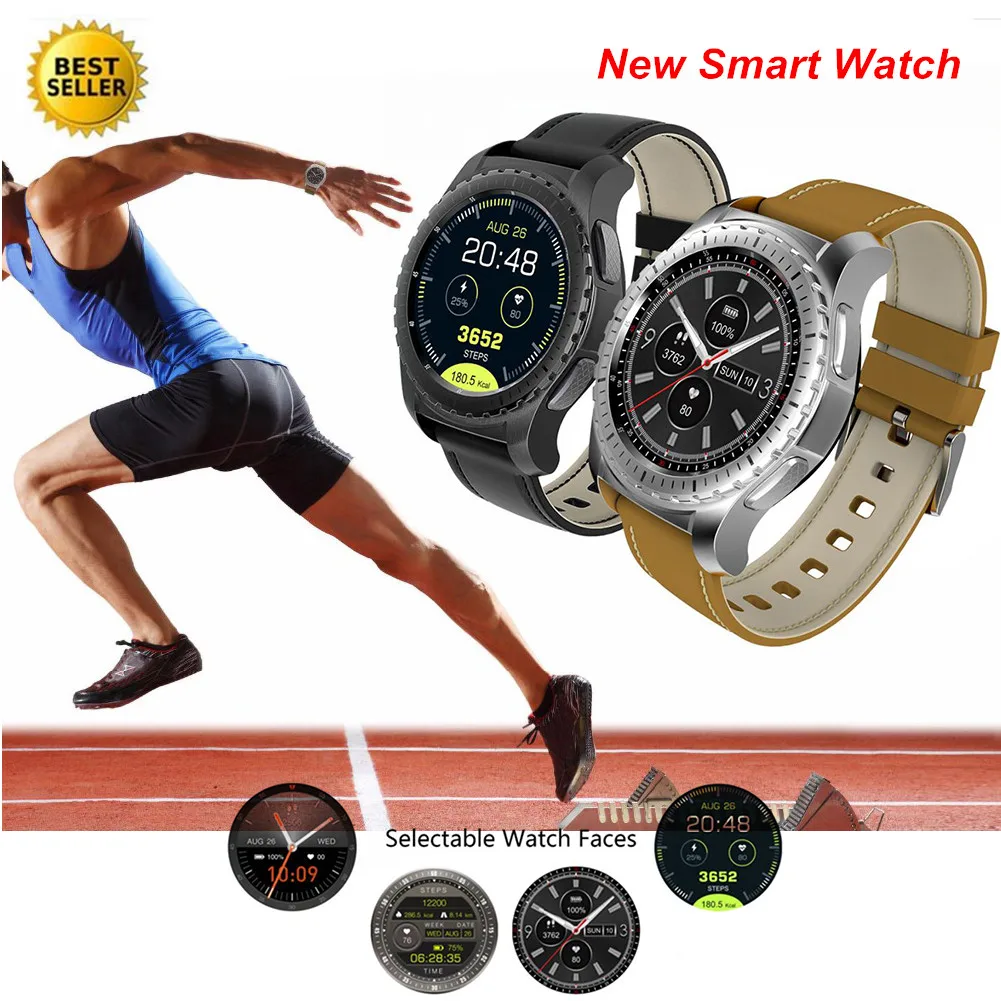 

Bluetooth Smart Watch Support SIM/TF Card Men Smartwatch Fitness Tracker Heart Rate Clock For Android IOS Phone