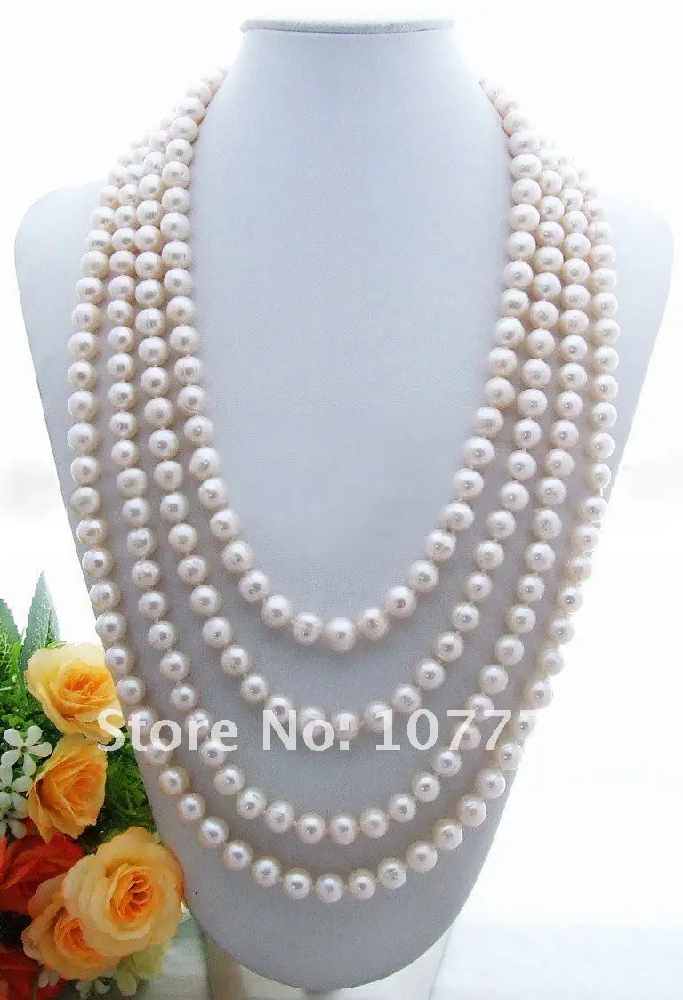 

100'' 8mm White pearl Necklace