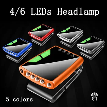 

4/6 LEDs Headlamp Cap Light 180 Degree Rotatable Clip-on Hat Light Hands Sensor Head Lamp Rechargeable Lanterna Camping Cycling