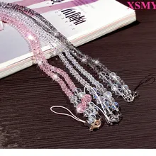 XSMYiss 44 см Модный ремешок для телефона, ремешок с кристаллами и жемчугом, подвесной портативный чехол для телефона, веревка для карт, веревка для IPhone