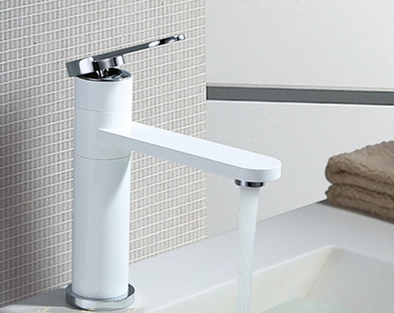 360 Degree Adjustment White Brass Bathroom Basin Faucet Vessel Sinks