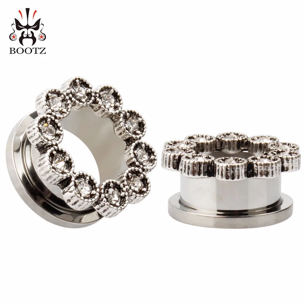 Fashion Pair selling jewelry stainless steel crystal ear plugs body