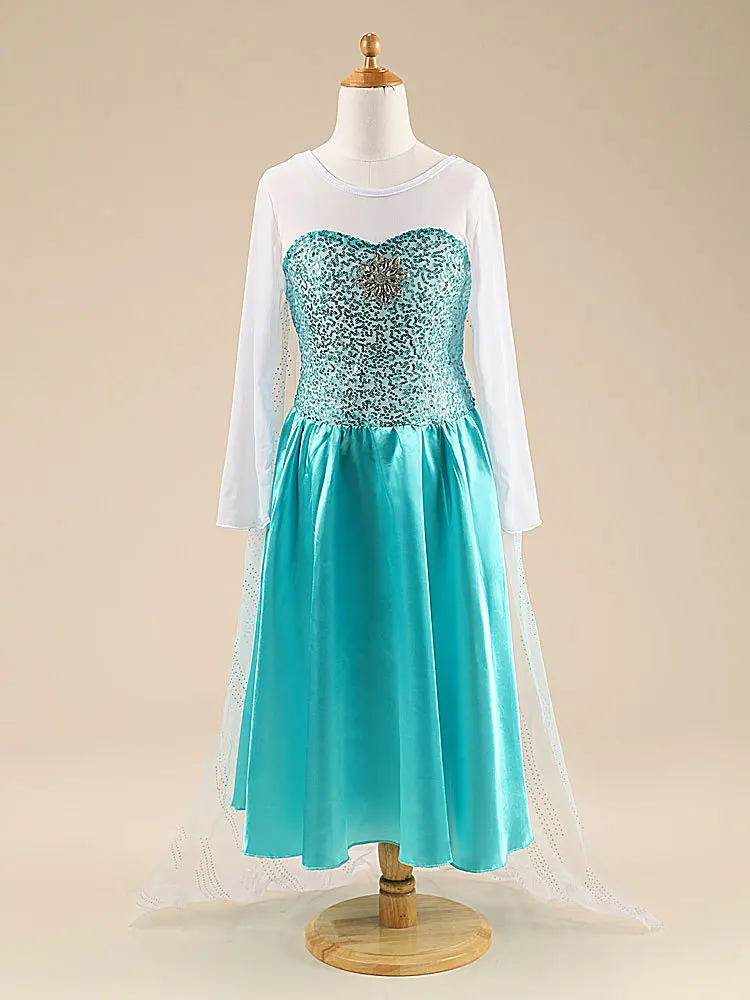 

Girl's Blue Costume Princess Snow Queen Cosplay Long Dress