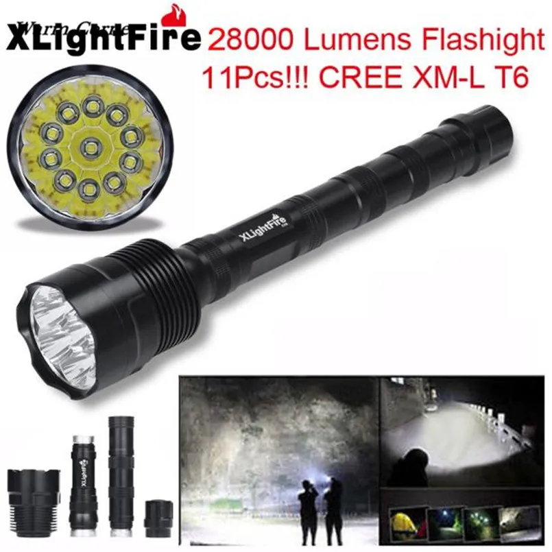 Теплая угол LM XLightFire 28000 люмен 11x CREE XML T6 5 Режим 18650 супер яркий светодиодный фонарик в сентябре 8