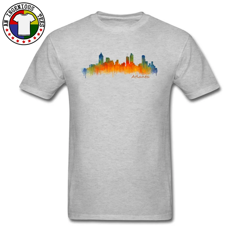 Street T-shirts 2018 Discount O Neck Atlanta City Skyline Hq v2 100% Cotton Men Tops Shirts Design Short Sleeve Tops Shirts Atlanta City Skyline Hq v2 grey