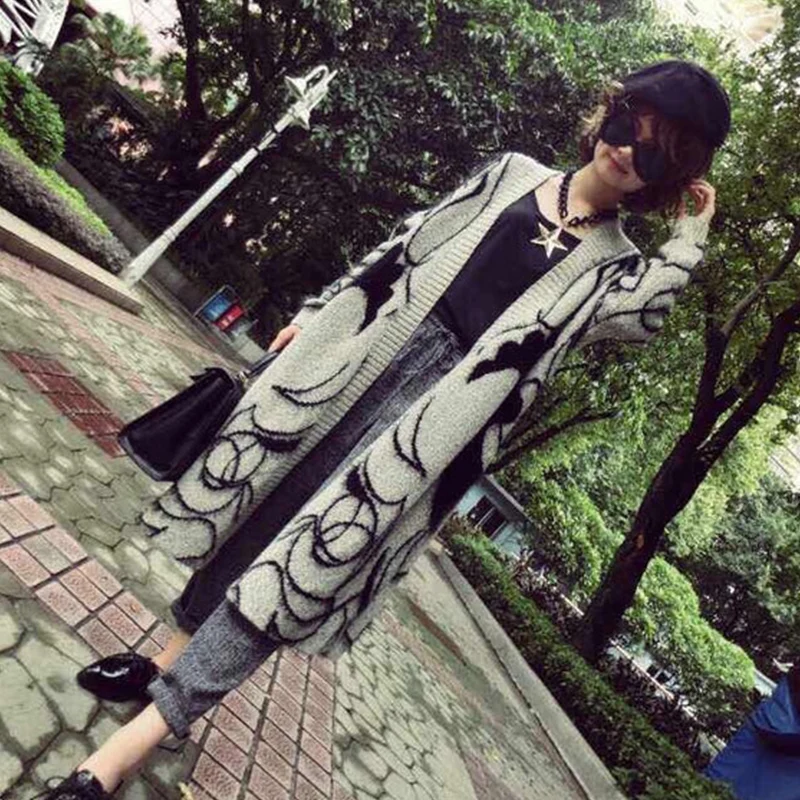 

2019 Autumn Winter New Women's long Knit sweater coat Loose Casual Large Size Cardigan Jacket cc134