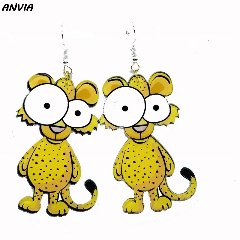 

Cartoon Animal Acrylic Drop Earrings Girls Cute Leopard Crocodile Zabra Statement Big Long Korean Zoom Fun Jewelry Kids 2019 New
