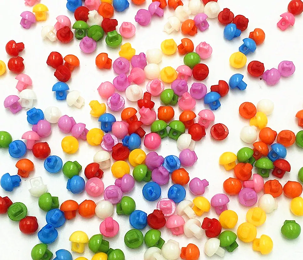 

500pcs/lot color mixed 5mm MINI clothing button resin candy color button for dolls mushroom button