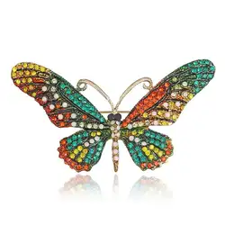 Цветная Милая брошь-бабочка Разноцветные кристаллы горный хрусталь броши для женщин женские модные ювелирные изделия бутоньерка