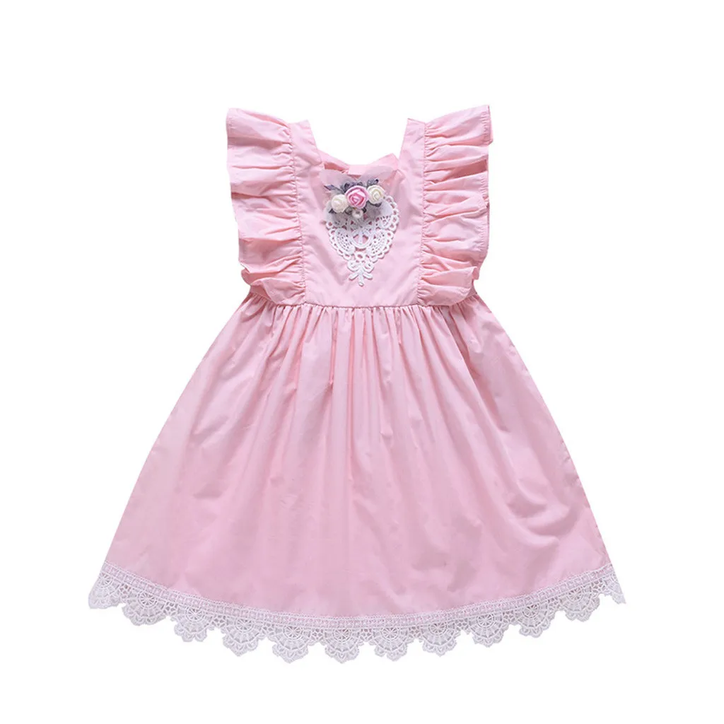 

2019 Exquisite Toddler Kids Baby Girls Clothes Set Baby Infant Girls Kids Sleeveless Flower Lace Princess Dress Clothing