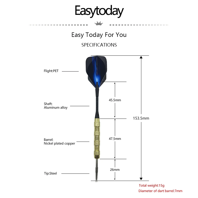 Easytoday 3 шт./компл. стальной наконечник Дартс Профессиональный металлический