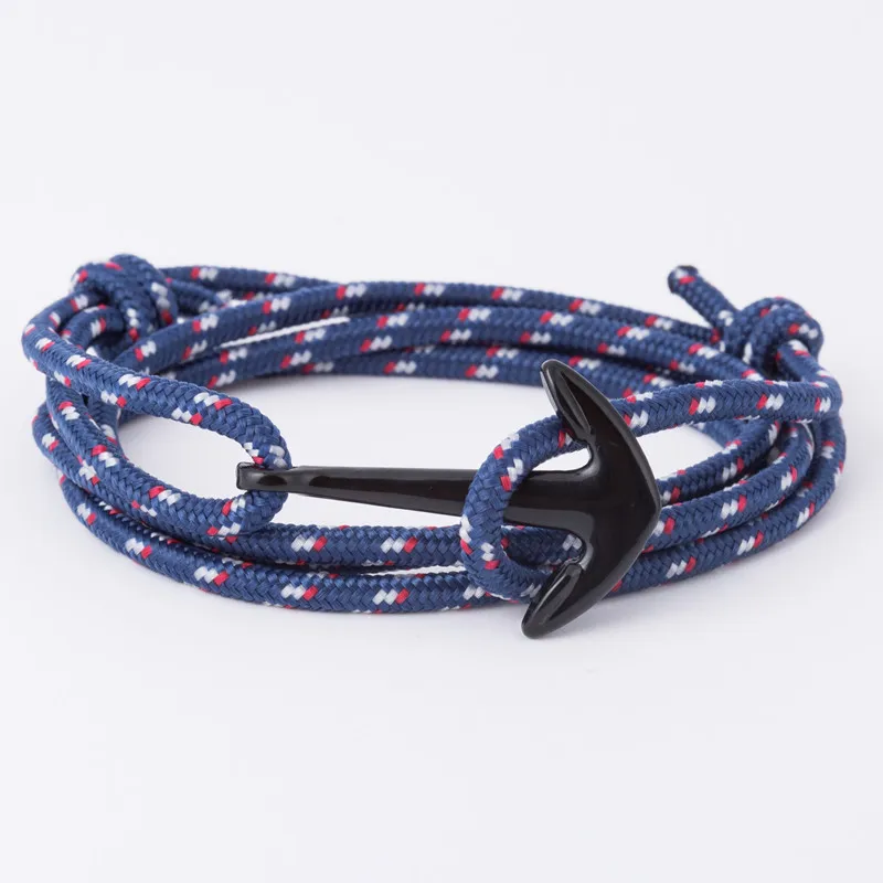 2017 novedad moda hombres ancla encanto pulseras negro pulseras joyería