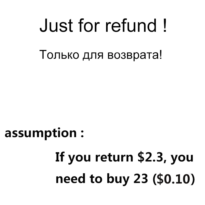 

Just for Refund, thanks for your kindness! Best wishes to you! Order with several pieces till the money reach refund amount!