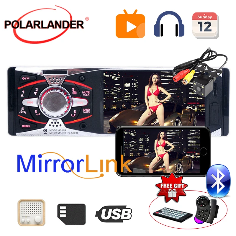 Автомобильное радио MP3 MP4 MP5 плеер 4 ''HD TFT 12V Аудио Видео FM/USB/SD/MMC/1 Din Bluetooth