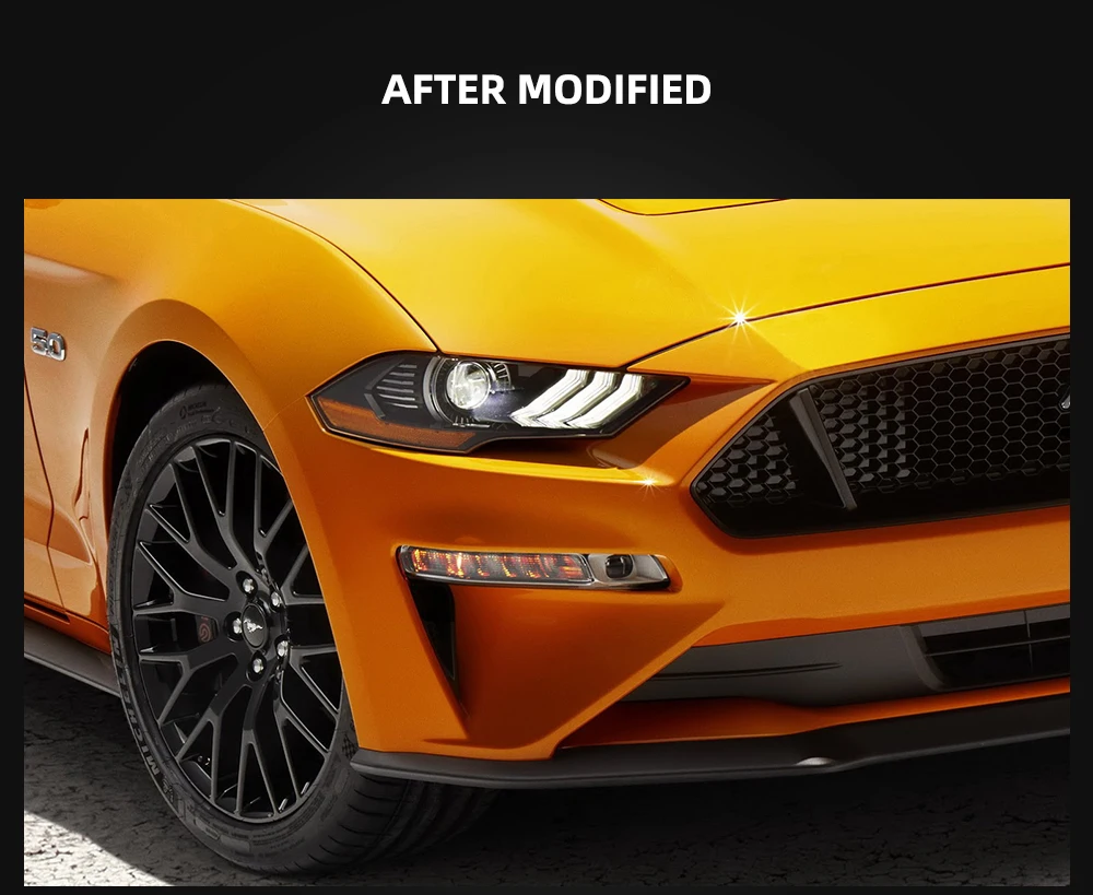 Автомобильные аксессуары Vland завод, Головной фонарь для Ford Mustang,-up светодиодный фонарь с новым дизайном, светодиодный фонарь дальнего и ближнего света