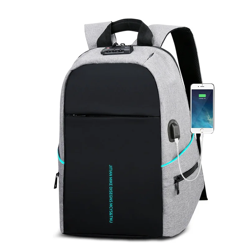 

2019 newest casual nylon Computer bags Large capacity Multi-function usb charge backpack Anti-theft Men's Business Backpack