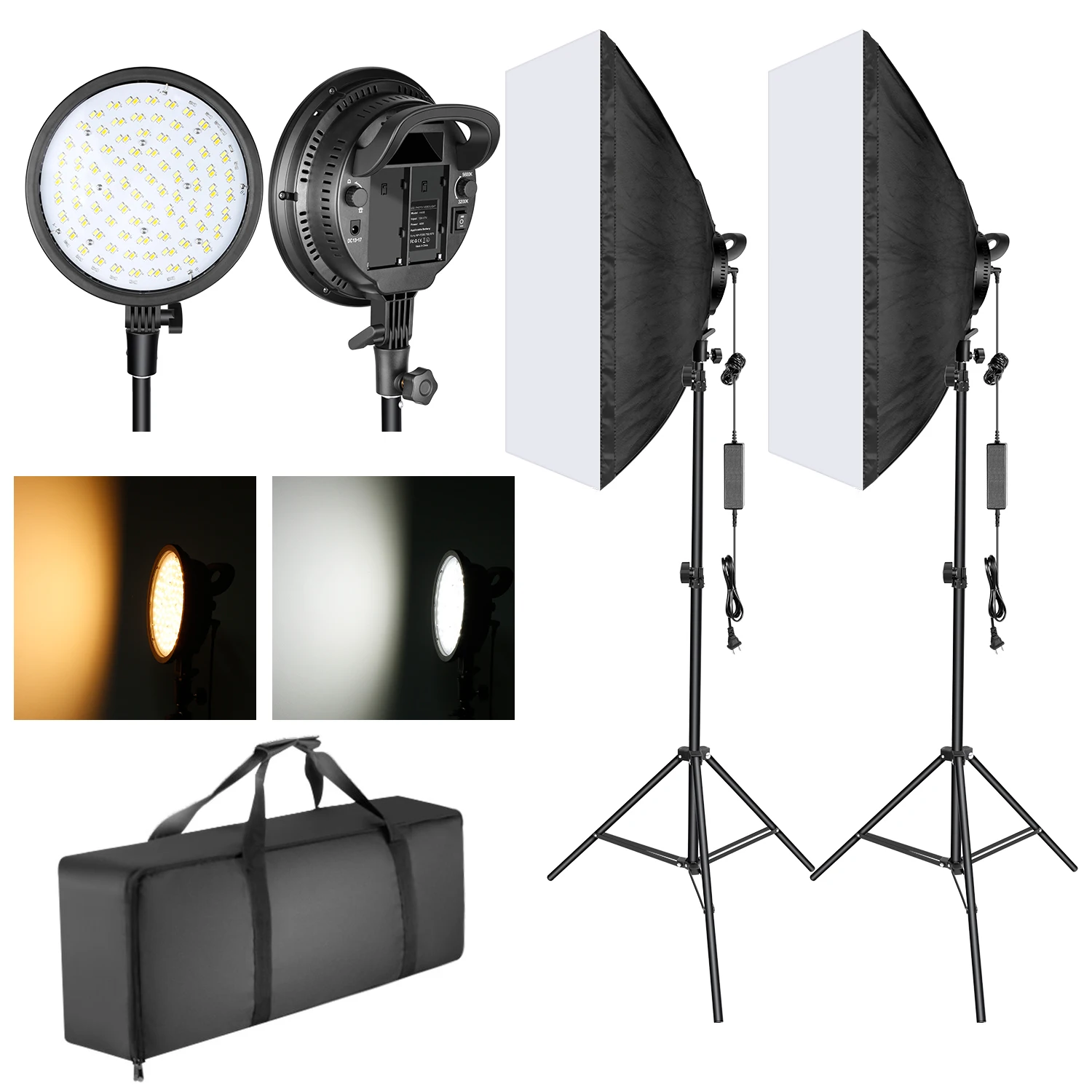 sælger forvrængning G Neewer Led Softbox Lighting Kit: 20x28 Inches Softbox, 48w Dimmable 2-color  Temperature Led Light Head With Battery Compartment - Photo Studio Kits -  AliExpress
