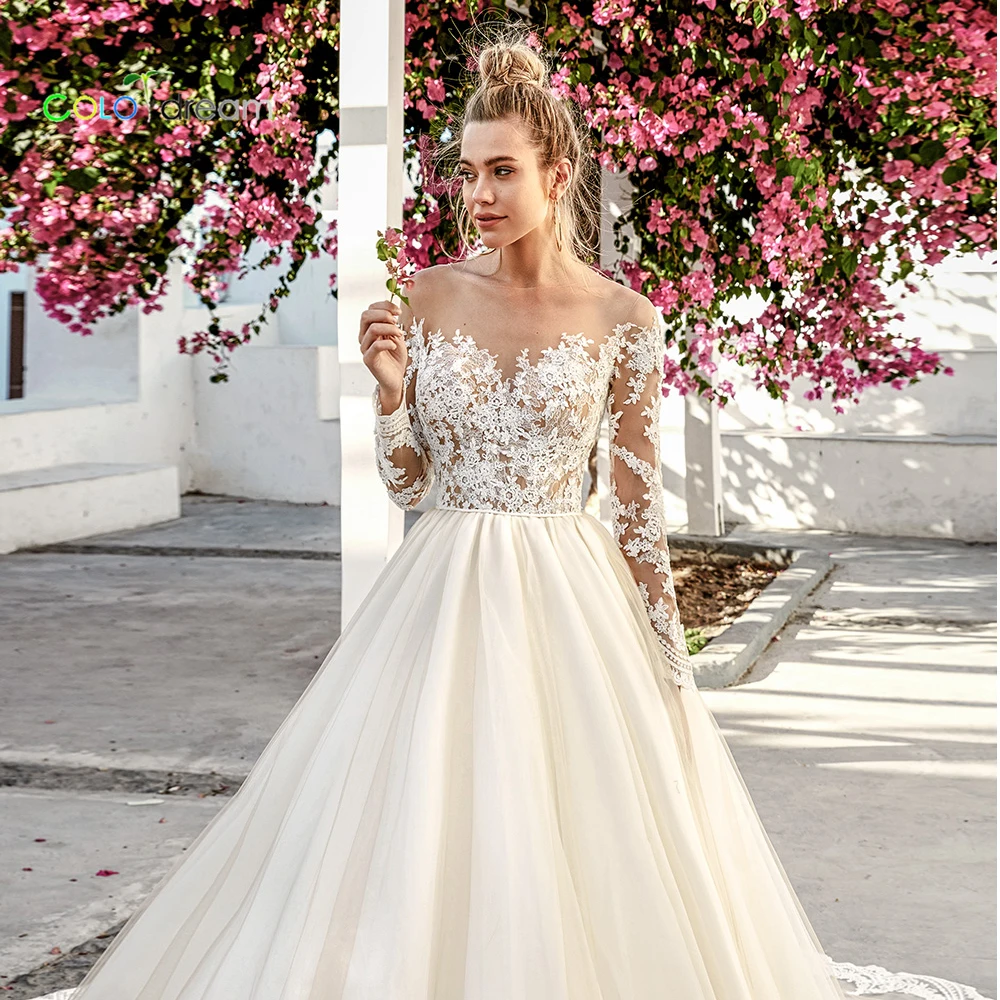 Свадебное платье A line vestido de novia cathedral/Королевский поезд