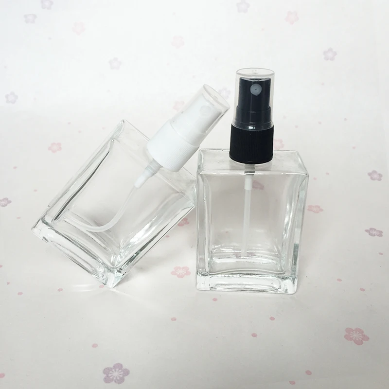 50ml glass white/black pump spray empty bottles for the perfumes,clear