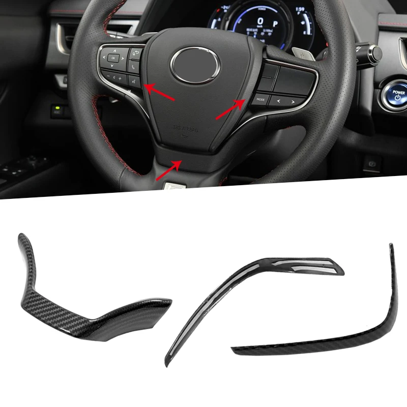 

Car Steering Wheel Sequins Cover Interior Decoration Trim For Lexus UX 200h 260h 2019 ABS Chrome Accessories Carbon Fiber Color