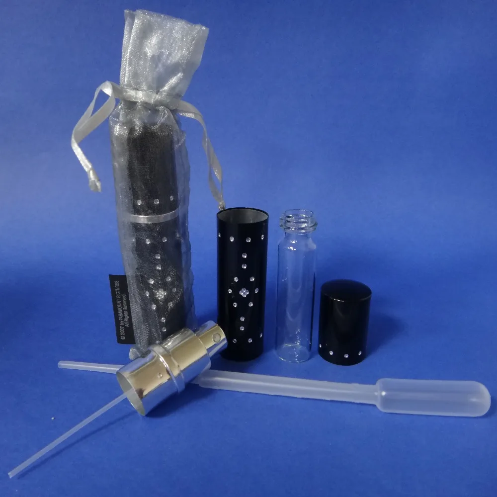 2PCS 12ml Refillable Empty Spray Glass Bottle With Bag and Transfer