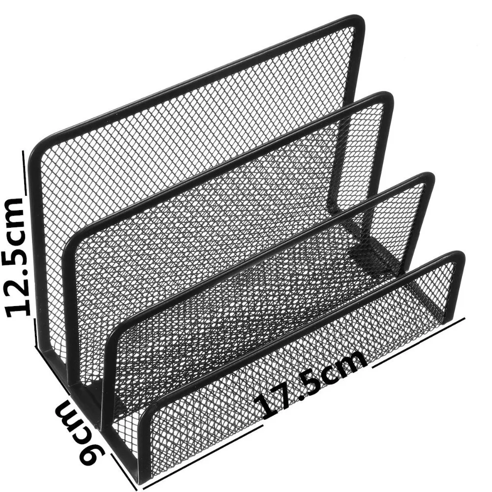 Черный офисный колючий провод 3 вертикальные секции формат файлов стол для документов книжные полки блокнот держатель сетка стол органайзер Металл Deskt