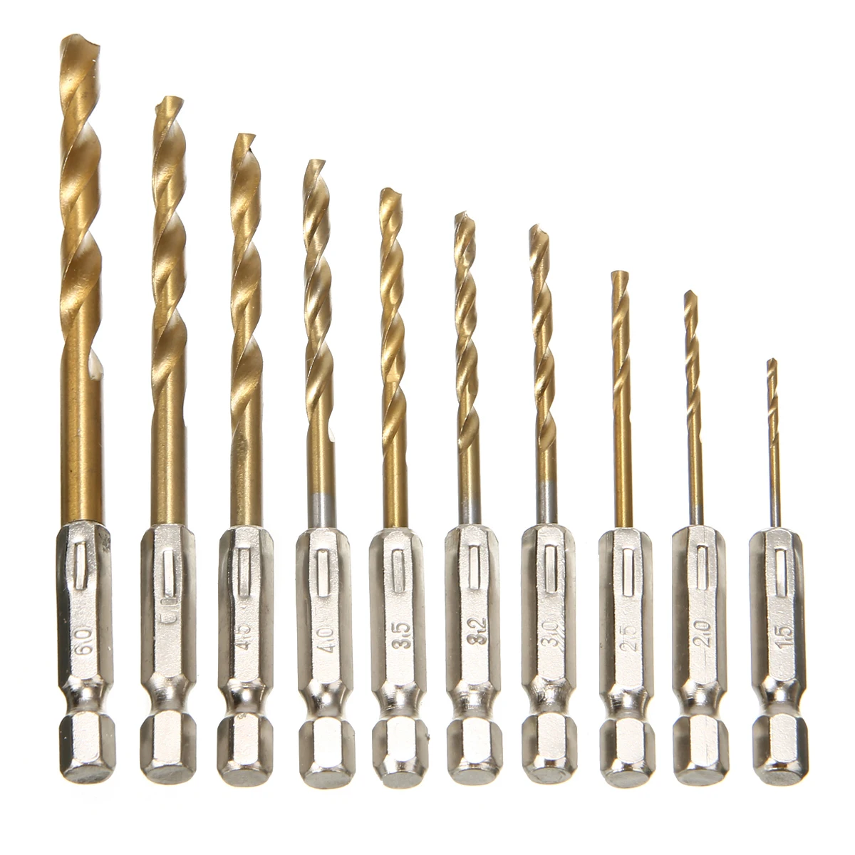 10 Pieces Twist Drill Bit HSS Titanium Twist Drill Bit Set Cordless Screwdriver HSS-Titan Hexagonal Drill Bit