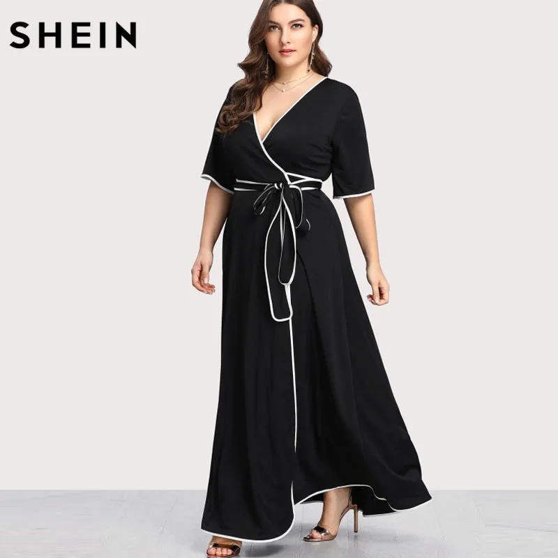 Buy SHEIN Plus Size Black Party Dress Summer Maxi