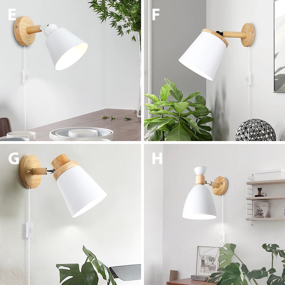  Wood Wall Lamp with plug and 1.2 meters Line Cable with Knob Switch Creative Bedside wall light US/ - 33045137587