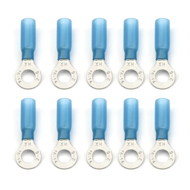 

10PCS HRV2-6 Heat Shrink Blue Ring Wire Connectors Insulated Electrical Crimp Terminals 14-12 AWG 1.5-2.5mm2
