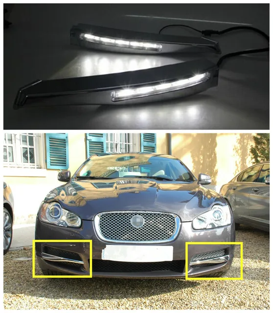 12V Car LED DRL Fog Lamp Cover Daytime Running Lights Kit For Jaguar XF