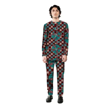 

Handsome African Dress Men Sets Tops+Trousers Set Fashion Printing Clothing Festive Costume African Men Clothes Customized