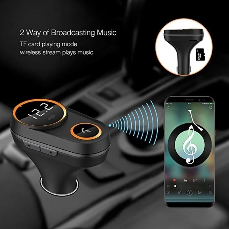 SURIK fm-передатчик, fm-модулятор, автомобильный Bluetooth громкая связь, автомобильный комплект, автомобильный аудио mp3-плеер с двойным USB автомобильным зарядным устройством, ЖК-дисплей
