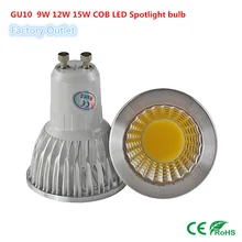 Lâmpada led de manchas gu10, AC85-265V/110 v/220 v, 9 w, 12 w, 15 w, 1 peça w cob led lâmpada de led
