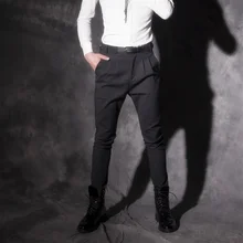 Новинка года мужские узкие обтягивающие штаны повседневные штаны на заказ, подходит ко всему, коммерческие костюм Штаны черные шаровары c принтом больших размеров, костюмы