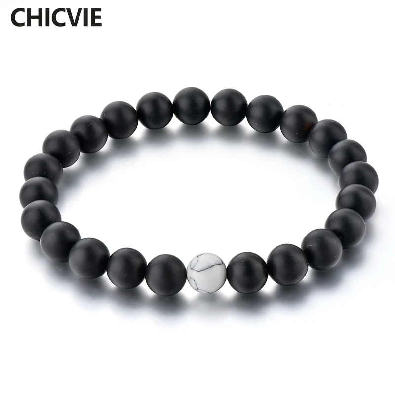 

CHICVIE Black & White Charm Distance Men Bracelet Bangles Natural Stone Natur Bead Braided For Women Jewelry Bracelets SBR180020