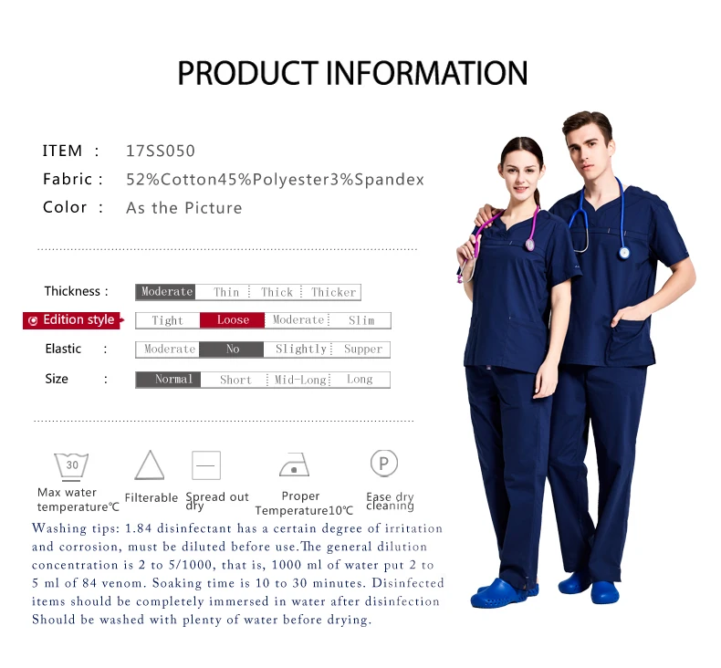 ANNO Nursing Uniforms Stretch Fabrics Clinics Suit For Women and Man Medical Surgical Scrubs Hospital Wear Medical Clothes Gowns