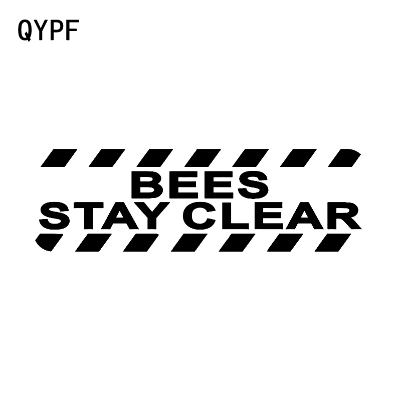 

QYPF 16.2CM5.1CM Warning BEES STAY CLEAR Graphic Car Sticker Black/Silver Vinyl Decoration S9-2252