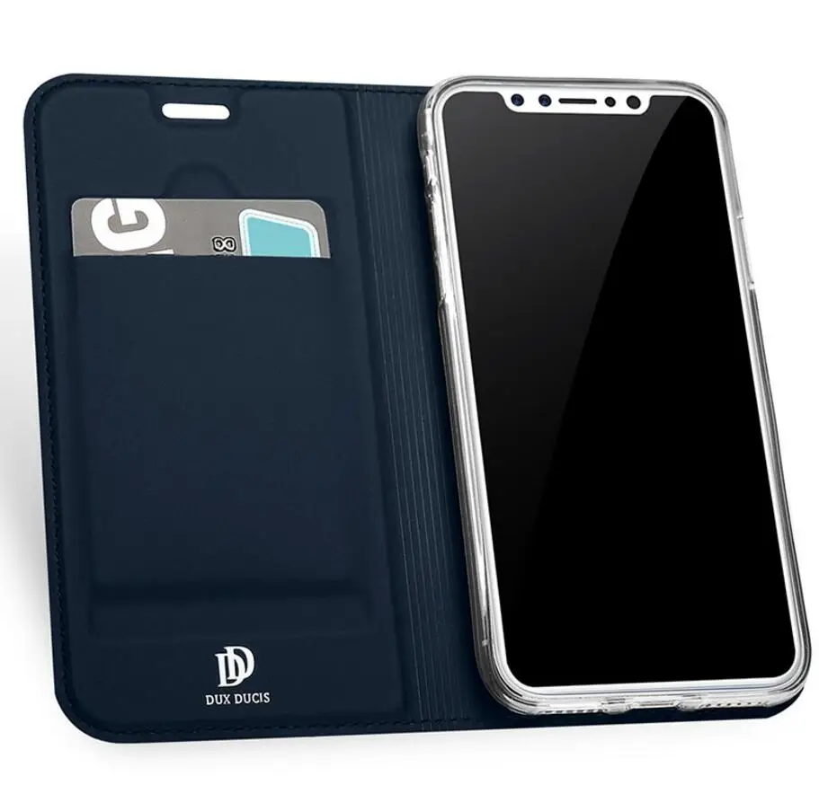 Ультра тонкий DUX DUCIS кожи Pro серии Бумажник кожаный флип чехол для Iphone 5 6s 6 plus 7 8 plus x XS XR XS Max samsung S8 S9 примечание 9 - Цвет: Blue