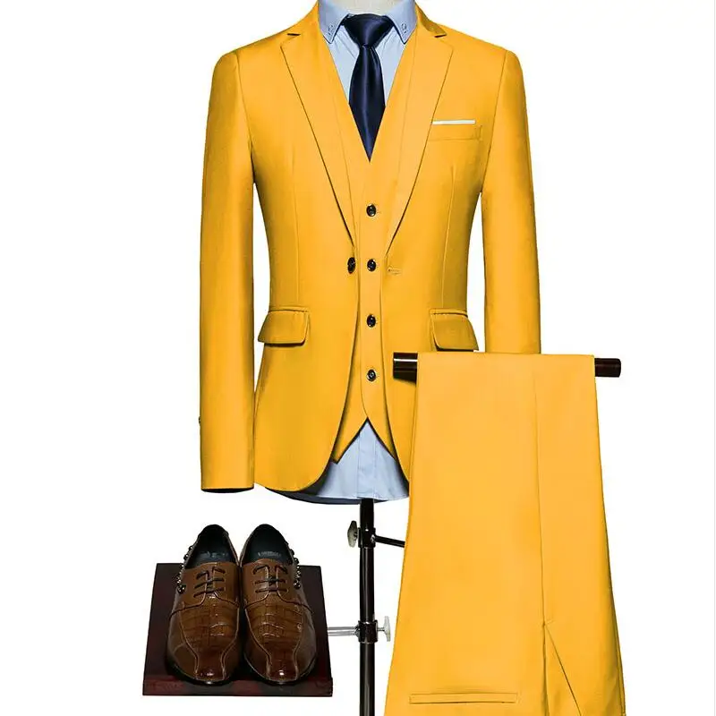 (Blazer+Pants+Vest) Classic Men Suit Slim Royal Blue Wedding Groom Wear Men Suit Black Gentlemen Costume Mariage Homme S-6XL