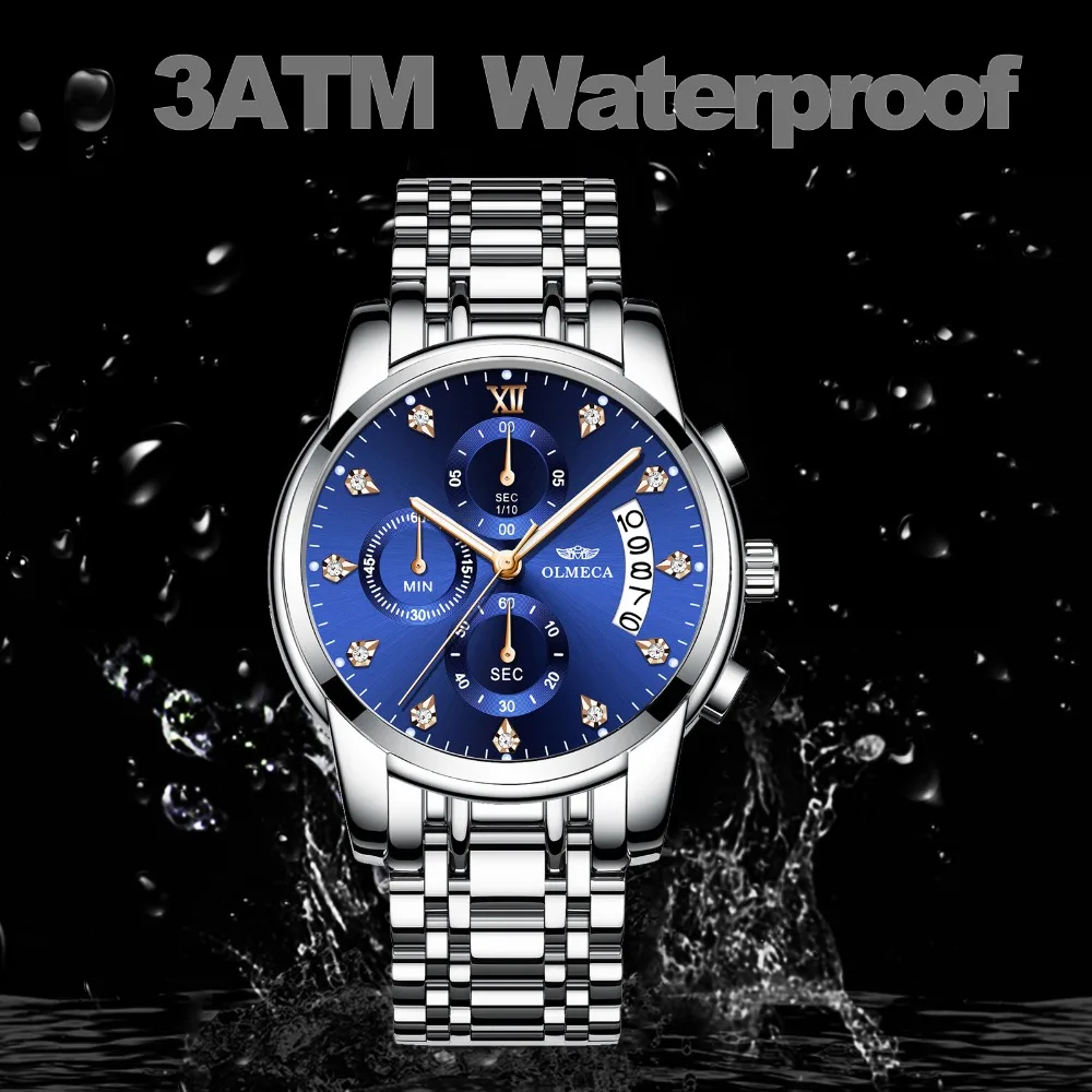 Брендовые водонепроницаемые часы OLMECA 3ATM, военные часы, часы с хронографом, мужские наручные часы, модные часы для мужчин