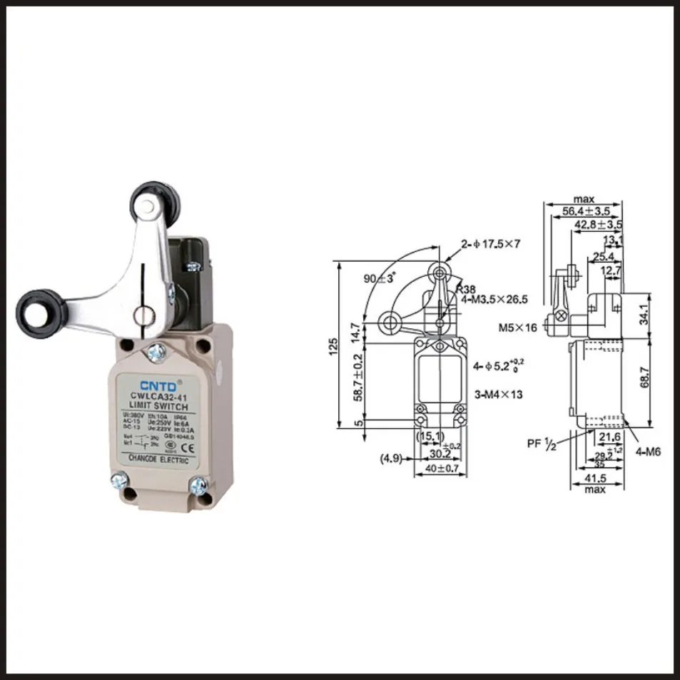 

Switch travel limit switch 24A Electrical Safety Key Interlock switch Compact Prewired Limit micro switch CWLCA32-41