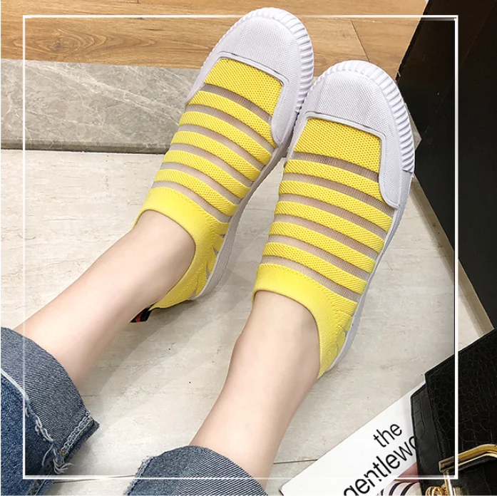 

2019 Women's Mesh Flat Shoes Patchwork Slip-on Casual Shoes for Woman Walking Stripe Sneakers Loafers Soft Shoes Zapato
