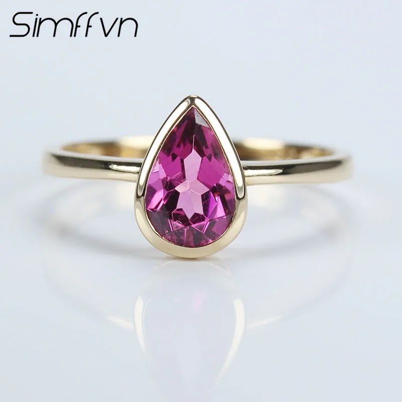 Simffvn Пасьянс 18 К Rose Gold 0.87 ct натуральный груша Турмалин Anniverary украшения цена