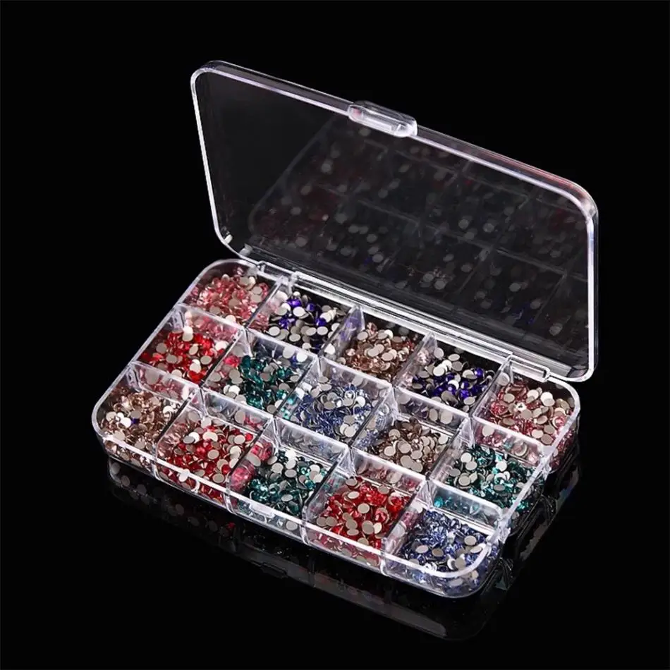 

Transparent Plastic Nail Art Storage Box 15 Grids Nail Decoration Storage Container Case Earring Lipstick Jewelry Rhinestone Box