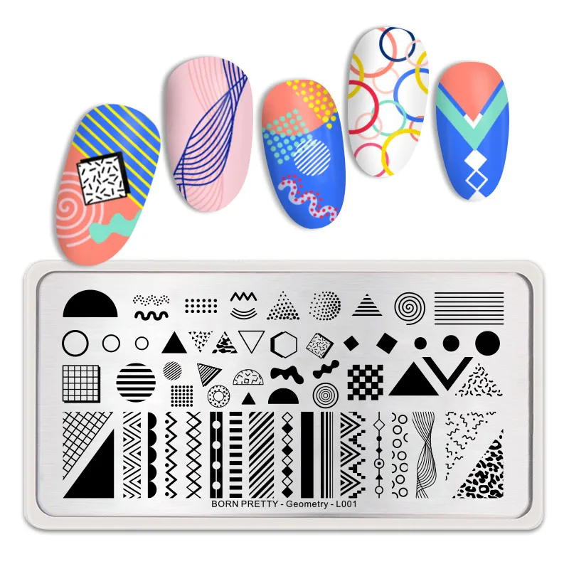 BORN PRETTY Rectangle Nail Stamping Plates Fashion Stainless Nail Art Image Nail Art Image DIY Plate Tools Fashion Power Theme - Цвет: BP-G-L001