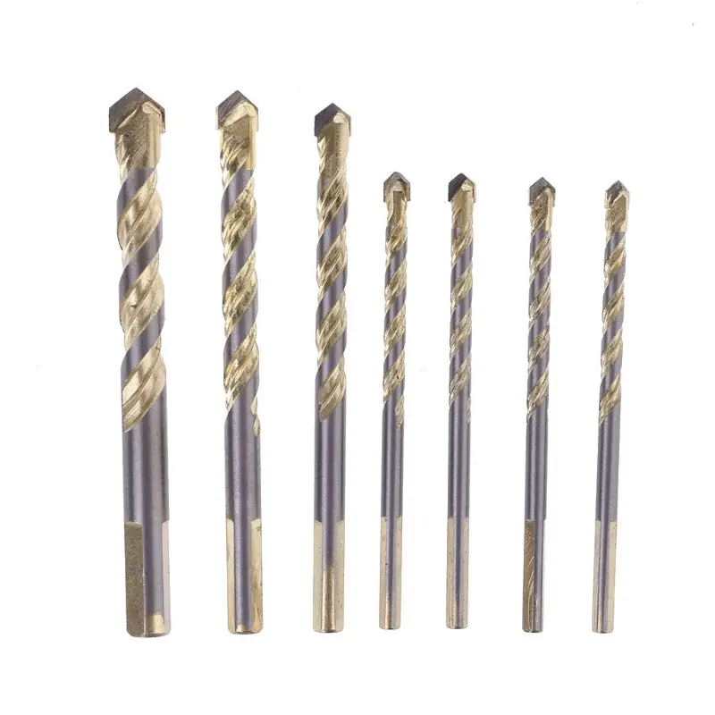 

7 Pieces Triangle Alloy Drill Bit Set for Tile Glass Ceramic Concrete Stone Brick Drills